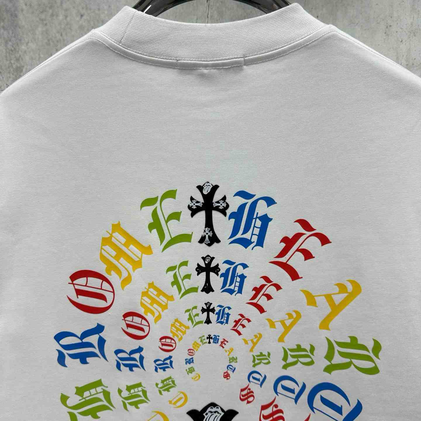 Chrome Hearts Colorful Cross Print Round Neck T-Shirt  'White' - DesignerGu
