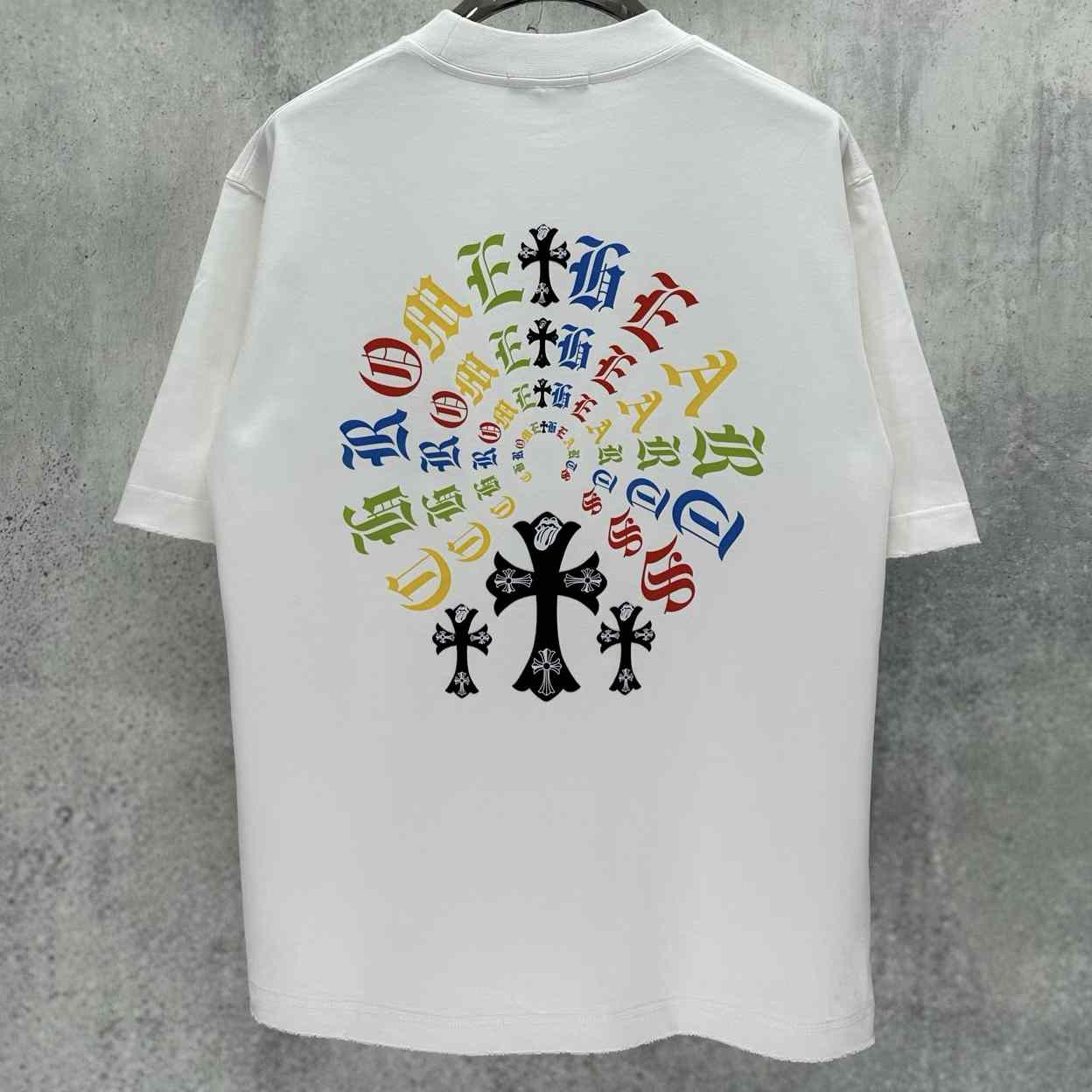 Chrome Hearts Colorful Cross Print Round Neck T-Shirt  'White' - DesignerGu