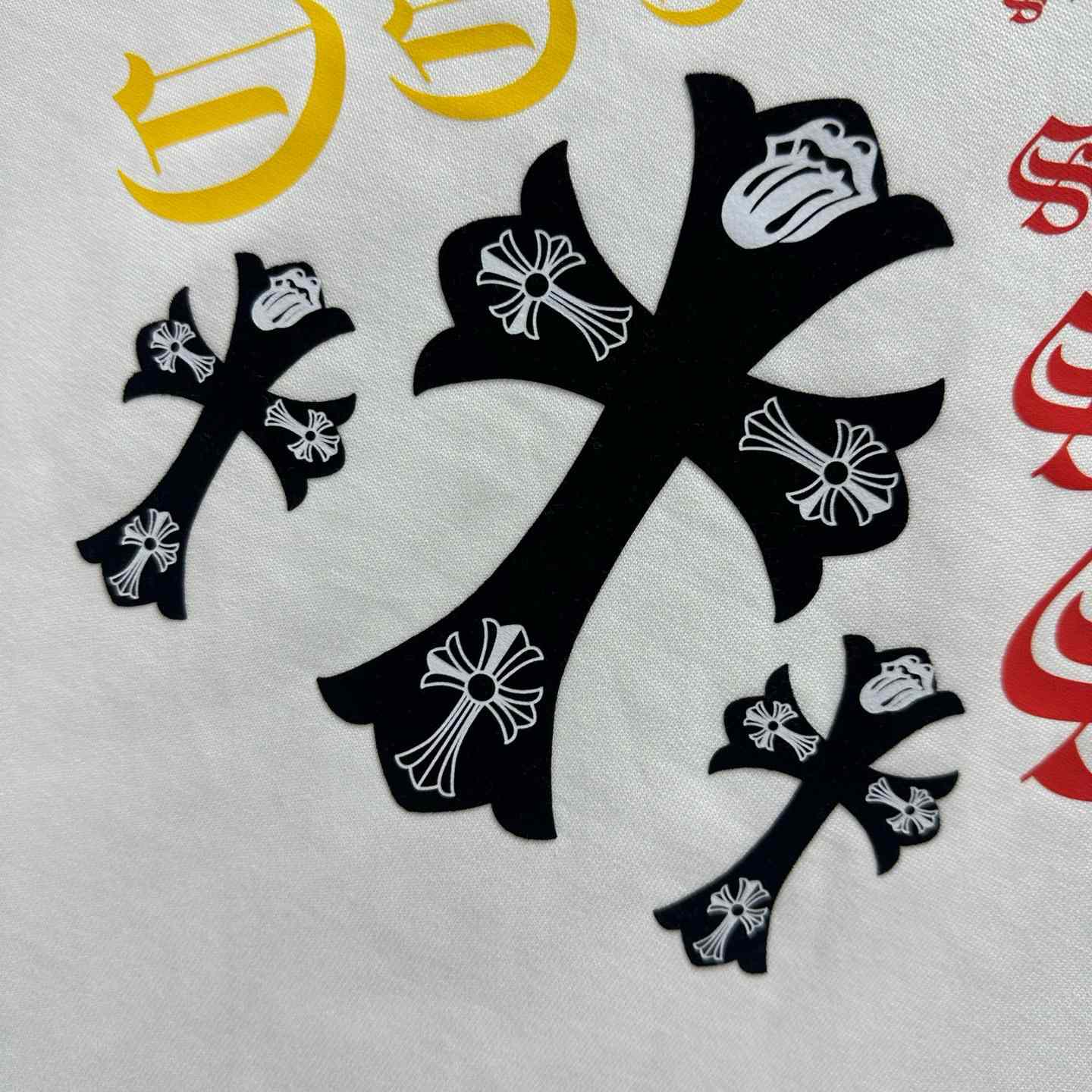 Chrome Hearts Colorful Cross Print Round Neck T-Shirt  'White' - DesignerGu
