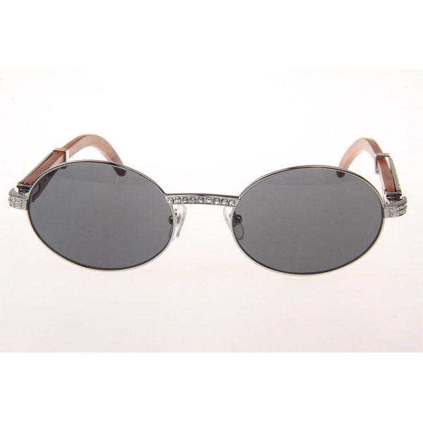 Cartier CT 7550178 Diamond Wood Sunglasses In Silver Grey - DesignerGu