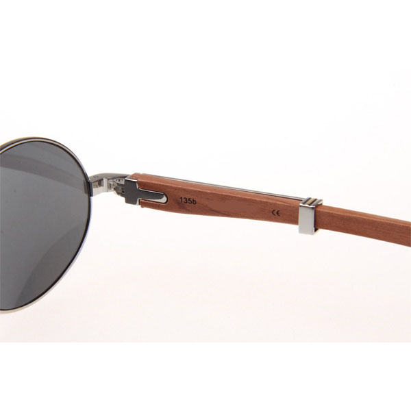 Cartier CT 7550178 Diamond Wood Sunglasses In Silver Grey - DesignerGu