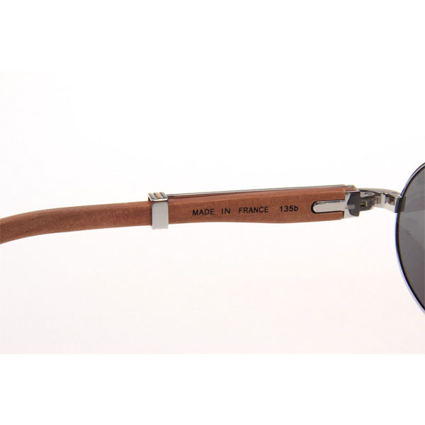 Cartier CT 7550178 Diamond Wood Sunglasses In Silver Grey - DesignerGu