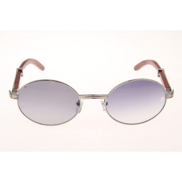 Cartier CT 7550178 Wood Sunglasses In Silver Grey - DesignerGu