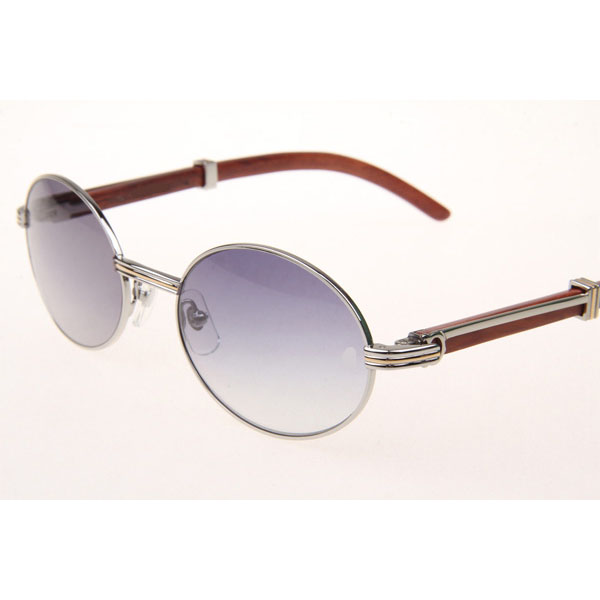 Cartier CT 7550178 Wood Sunglasses In Silver Grey - DesignerGu