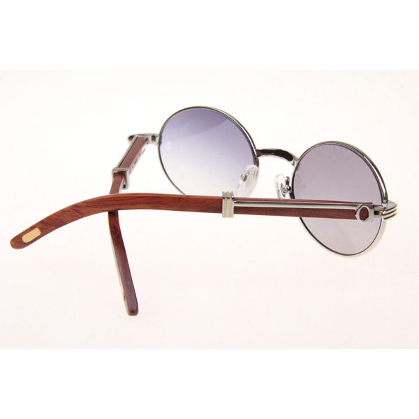 Cartier CT 7550178 Wood Sunglasses In Silver Grey - DesignerGu