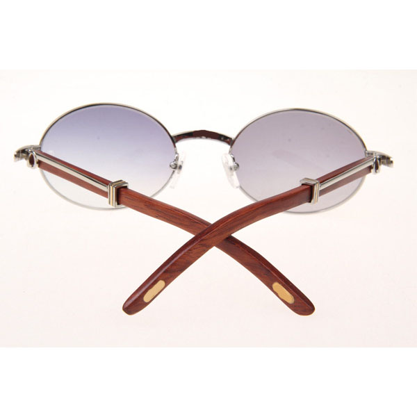 Cartier CT 7550178 Wood Sunglasses In Silver Grey - DesignerGu