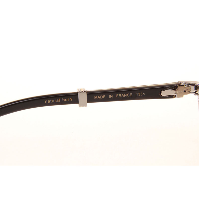 Cartier CT 7550178 Full Diamond White Mix Black Buffalo Sunglasses In Silver Brown - DesignerGu