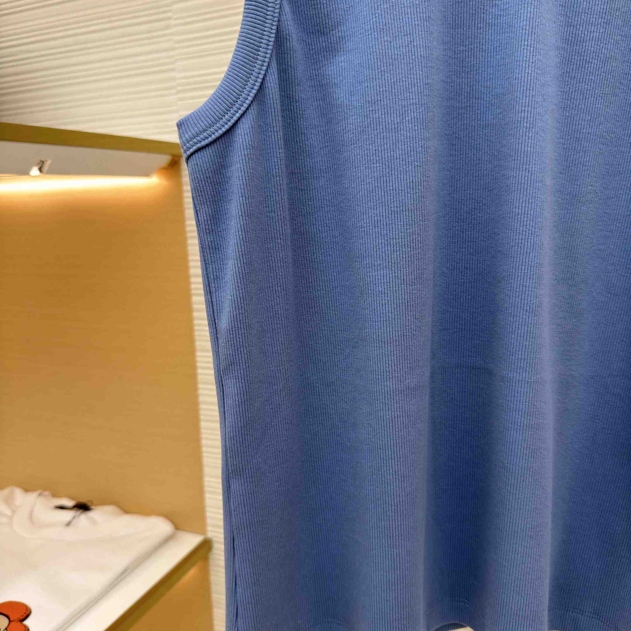 Celine Triomphe Tank Top In Ribbed Cotton - DesignerGu