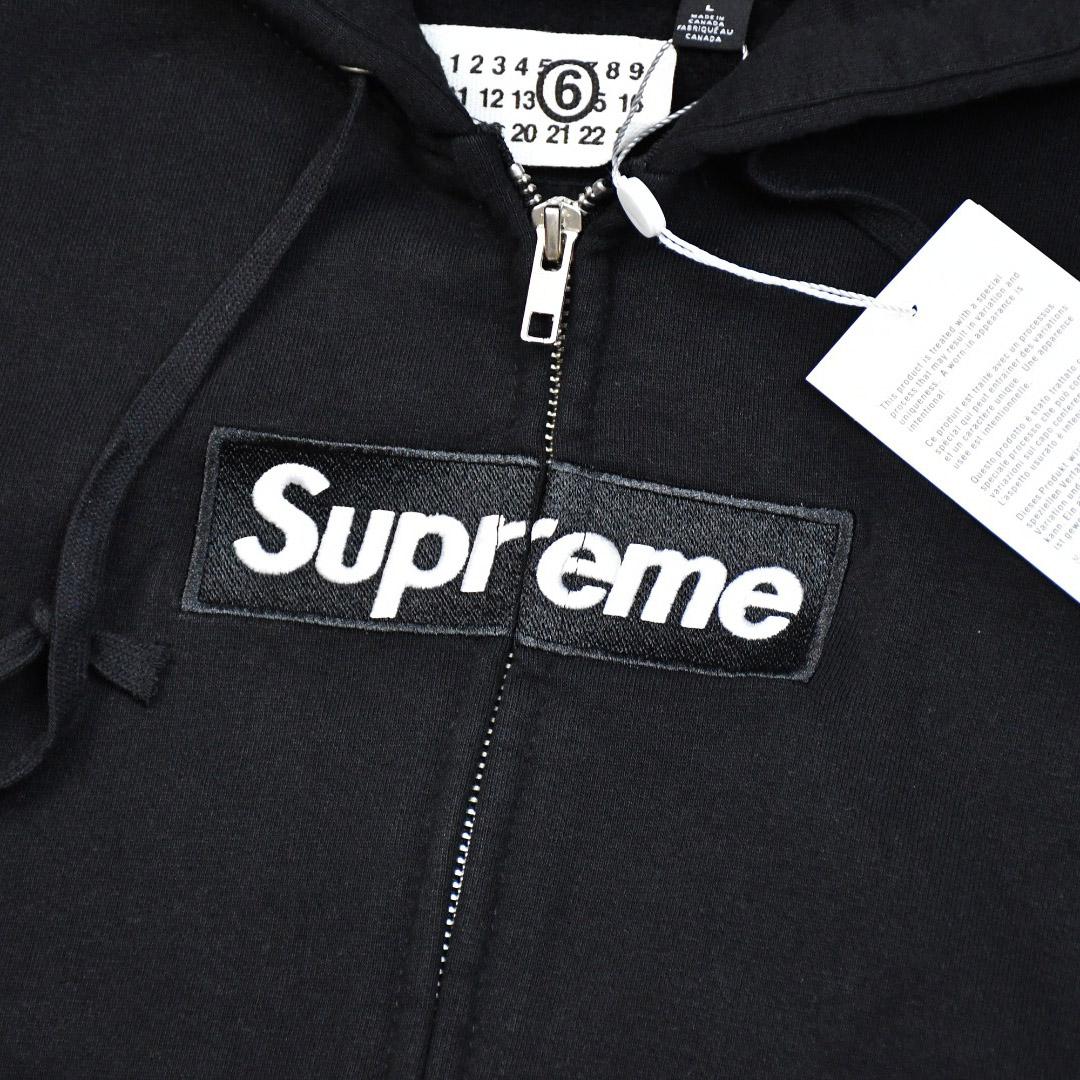 Supreme x MM6 Maison Margiela Box Logo Zip Up Hooded Sweatshirt 'Black' - DesignerGu