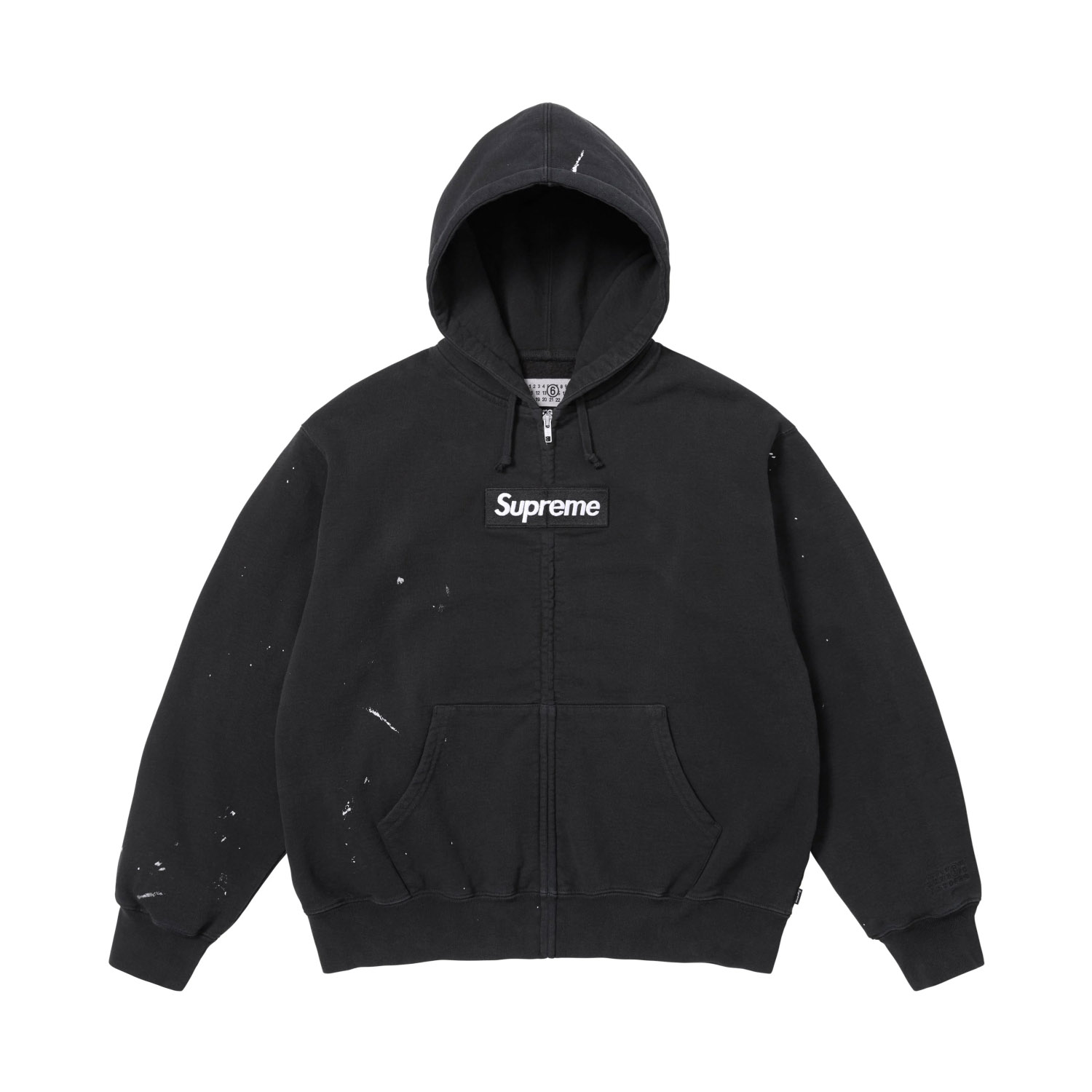 Supreme x MM6 Maison Margiela Box Logo Zip Up Hooded Sweatshirt 'Black' - DesignerGu