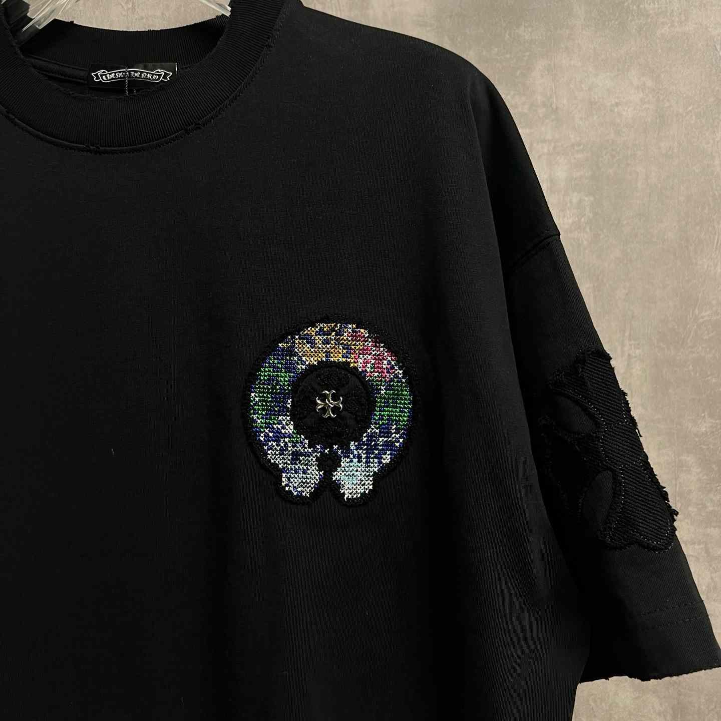 Chrome Hearts Colorful Embroidered Badge Pattern T-Shirt 'Black' - DesignerGu