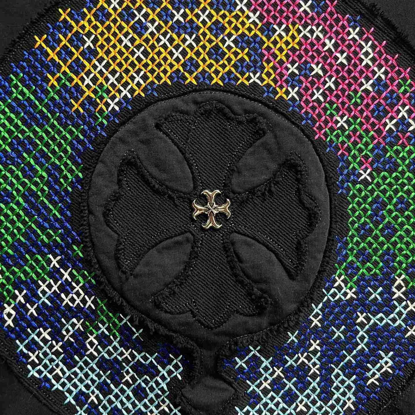 Chrome Hearts Colorful Embroidered Badge Pattern T-Shirt 'Black' - DesignerGu