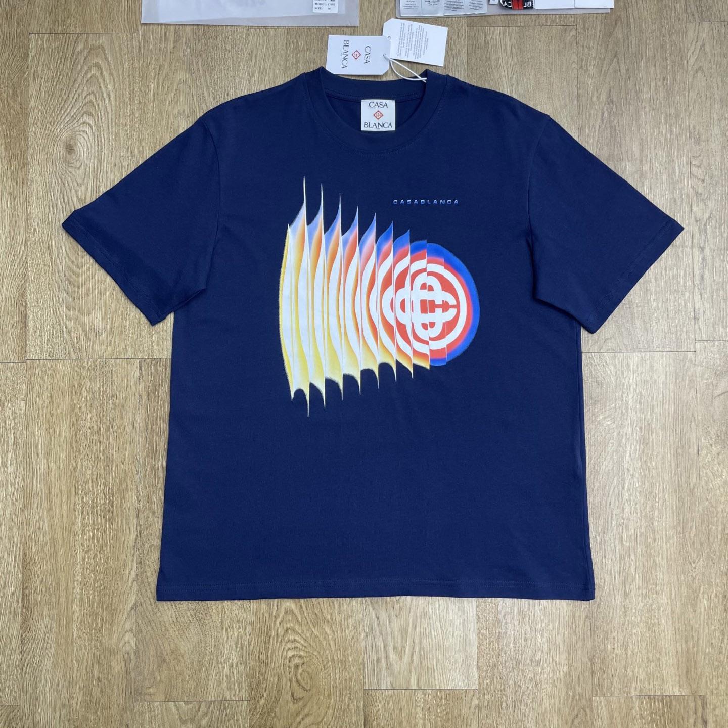 Casablanca  Navy Shockwave Short Sleeve T‑Shirt C1154 - DesignerGu