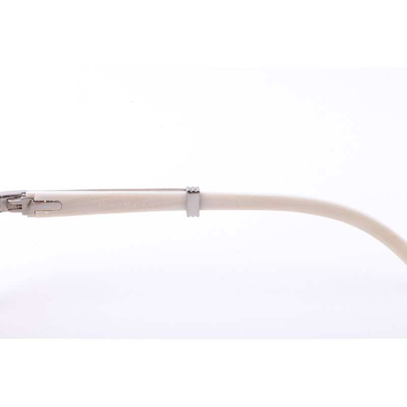 Cartier CT 7550178 New Full Diamond White Buffalo Sunglasses In Silver Brown - DesignerGu