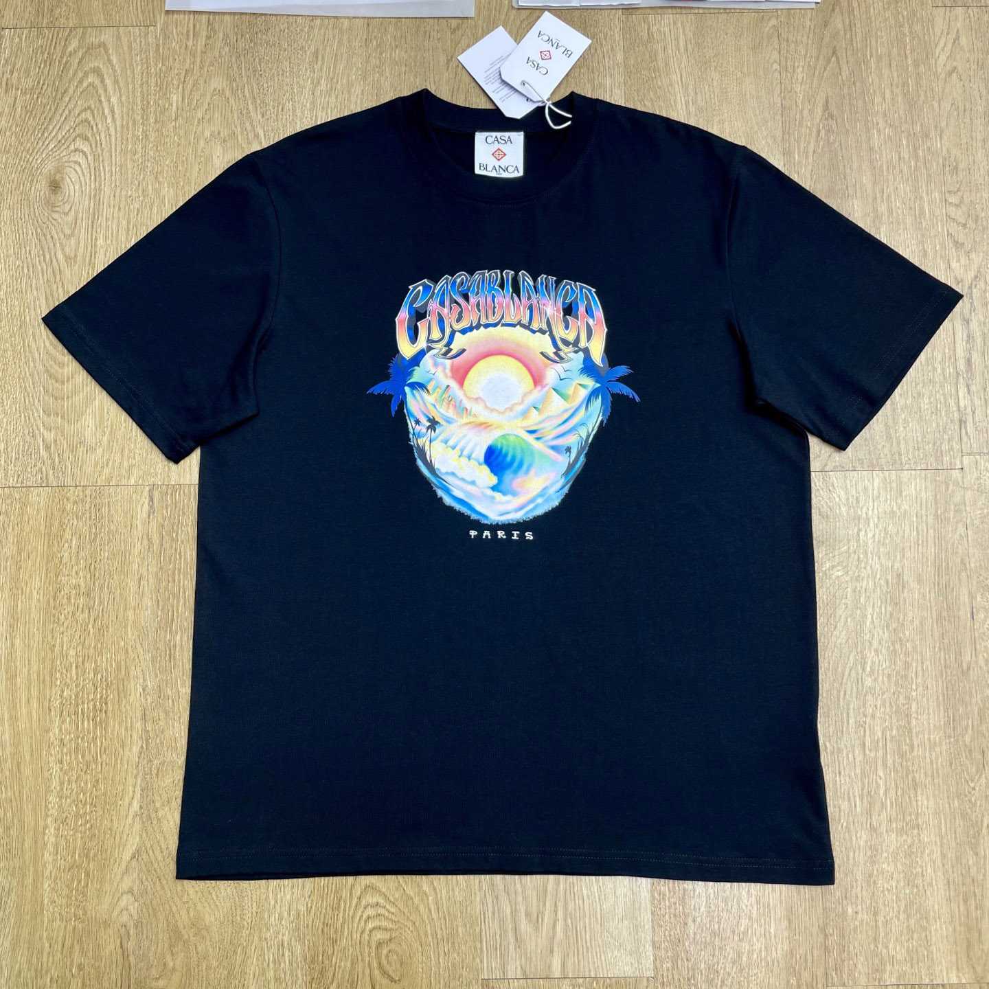 Casablanca Black Airspray Oversized Short Sleeve T‑Shirt  C1162 - DesignerGu