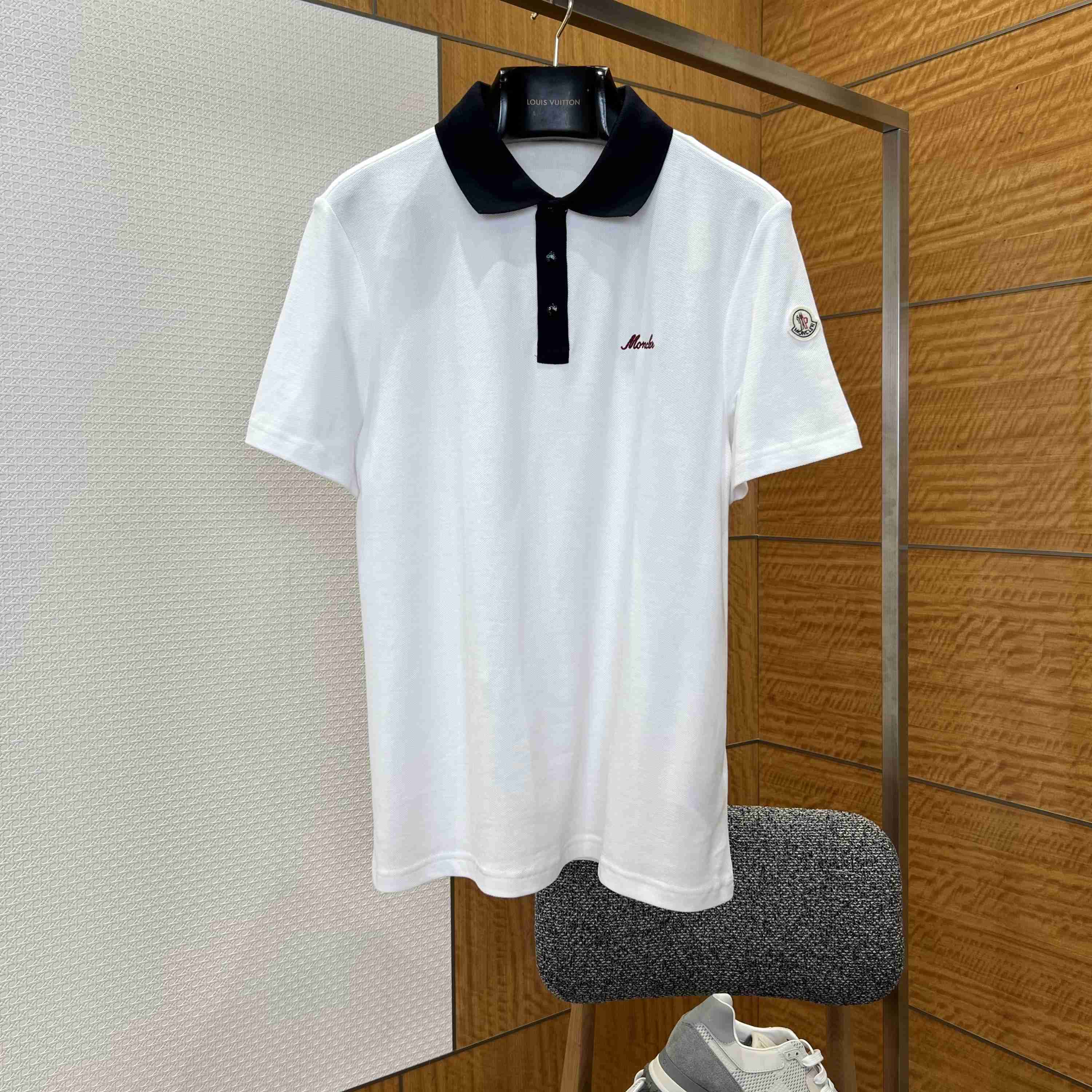 Moncler Embroidered Logo Cotton Piquet Polo Shirt - DesignerGu