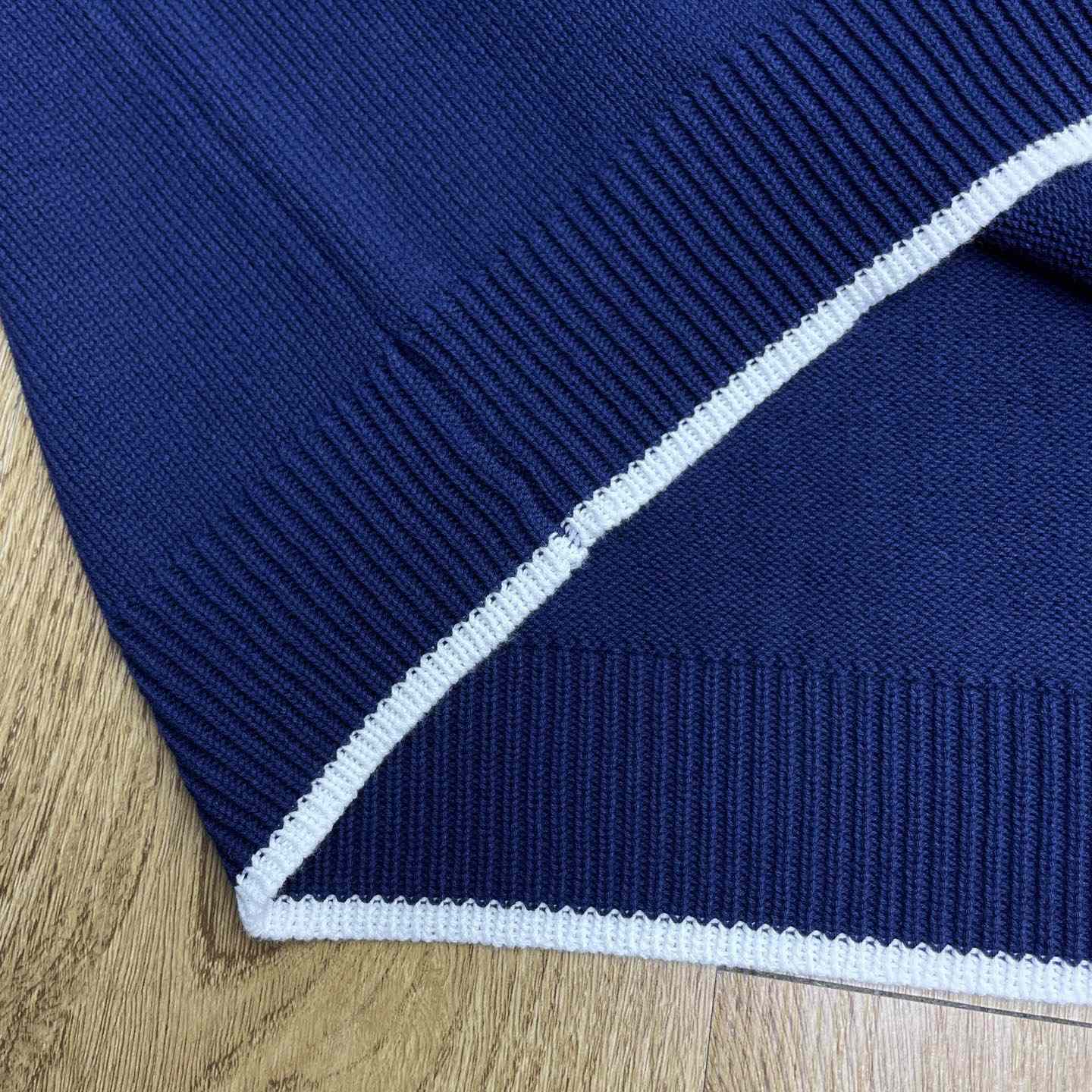 Casablanca Navy Merino Short Sleeve Polo Shirt D0205 - DesignerGu