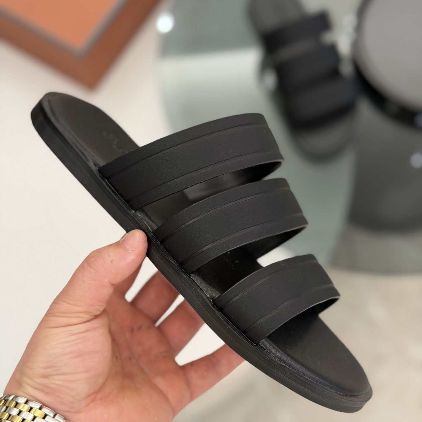 Loro Piana  Naha Seawalk Leather Slide Sandals - DesignerGu