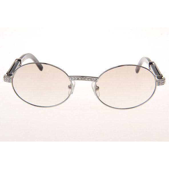 Cartier CT_7550178 Diamond Black Buffalo Sunglasses In Silver Gradient Brown - DesignerGu