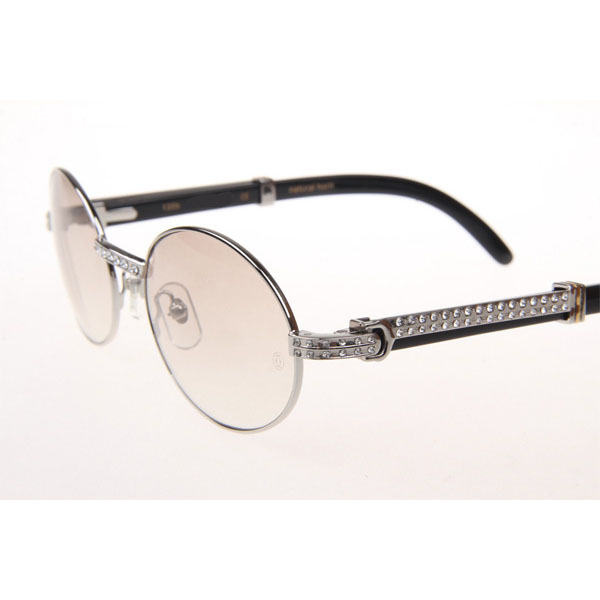 Cartier CT_7550178 Diamond Black Buffalo Sunglasses In Silver Gradient Brown - DesignerGu