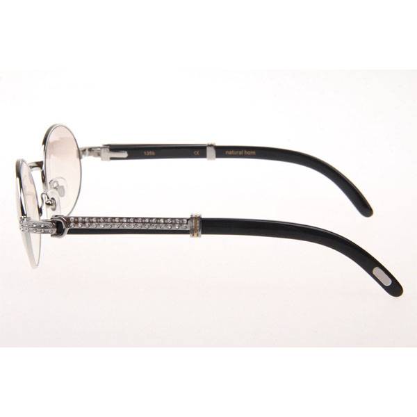 Cartier CT_7550178 Diamond Black Buffalo Sunglasses In Silver Gradient Brown - DesignerGu