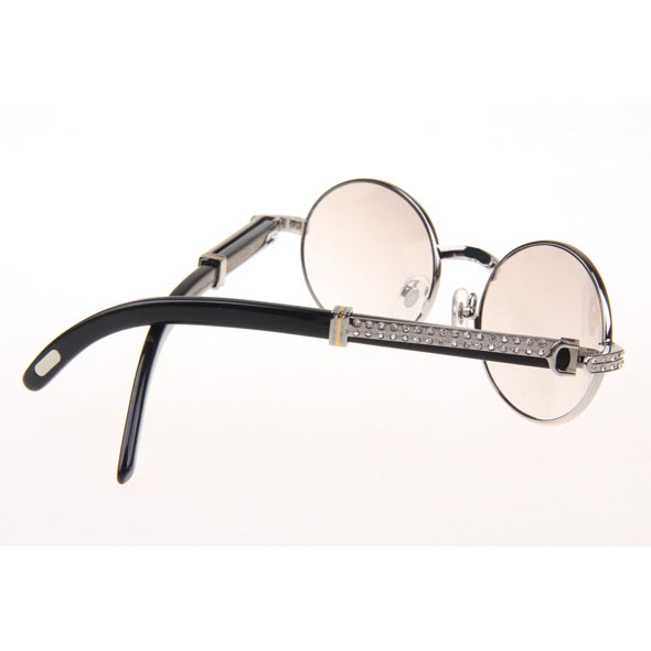Cartier CT_7550178 Diamond Black Buffalo Sunglasses In Silver Gradient Brown - DesignerGu