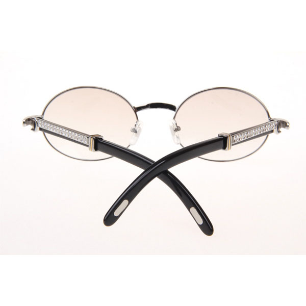 Cartier CT_7550178 Diamond Black Buffalo Sunglasses In Silver Gradient Brown - DesignerGu