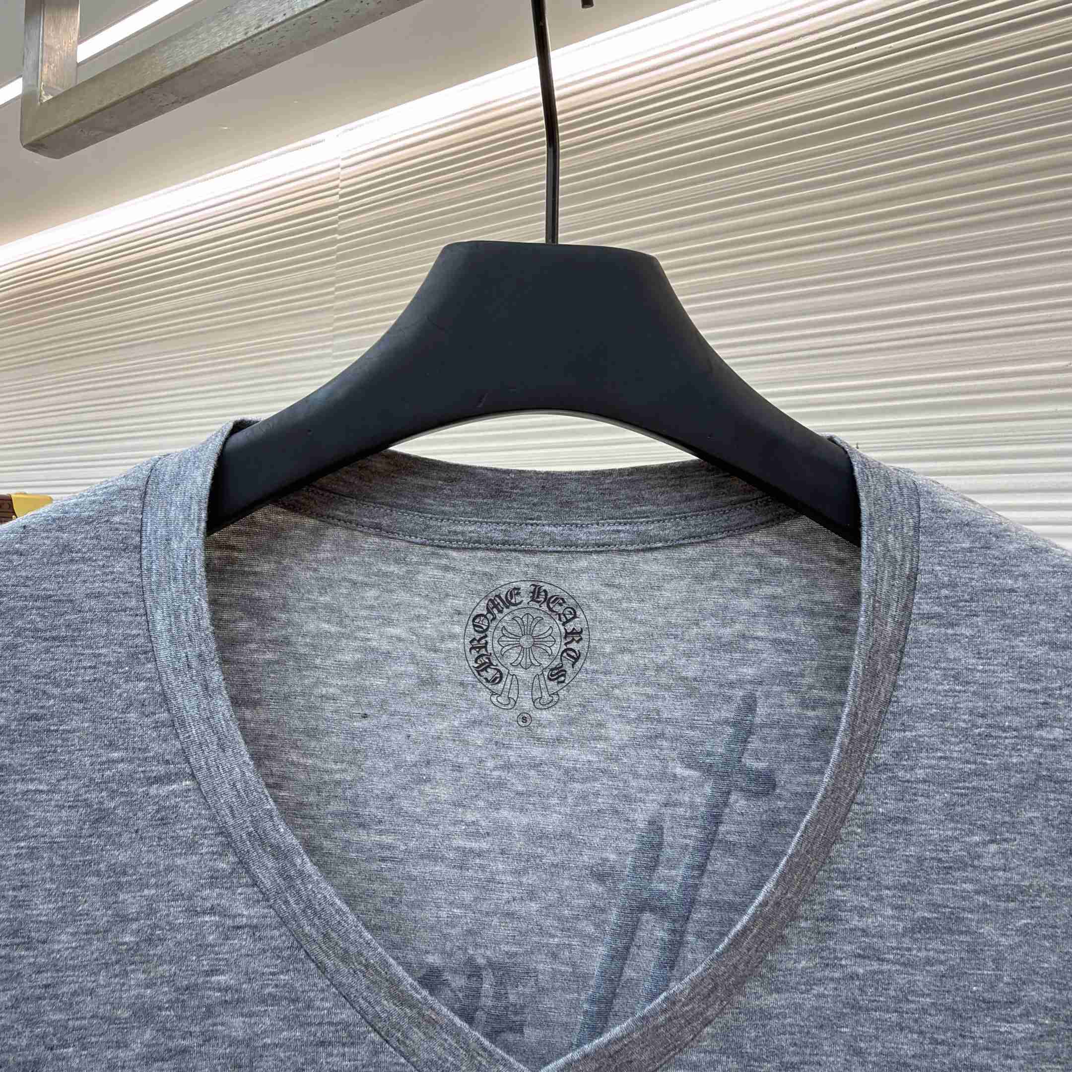 Chrome Hearts V Neck  T-Shirt 'Grey' - DesignerGu