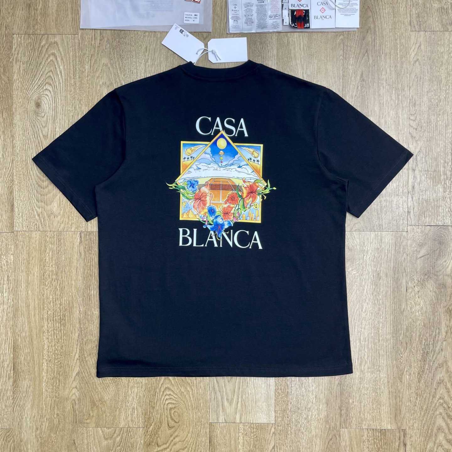 Casablanca Tennis Landscape Classic T-Shirt 'Black' C1146 - DesignerGu