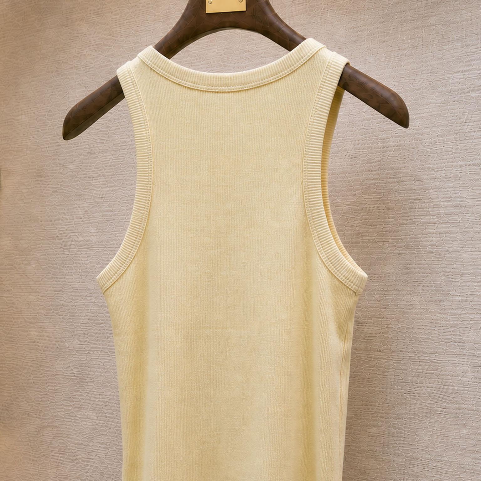 Celine Tank Top In Ribbed Cotton Silk - DesignerGu