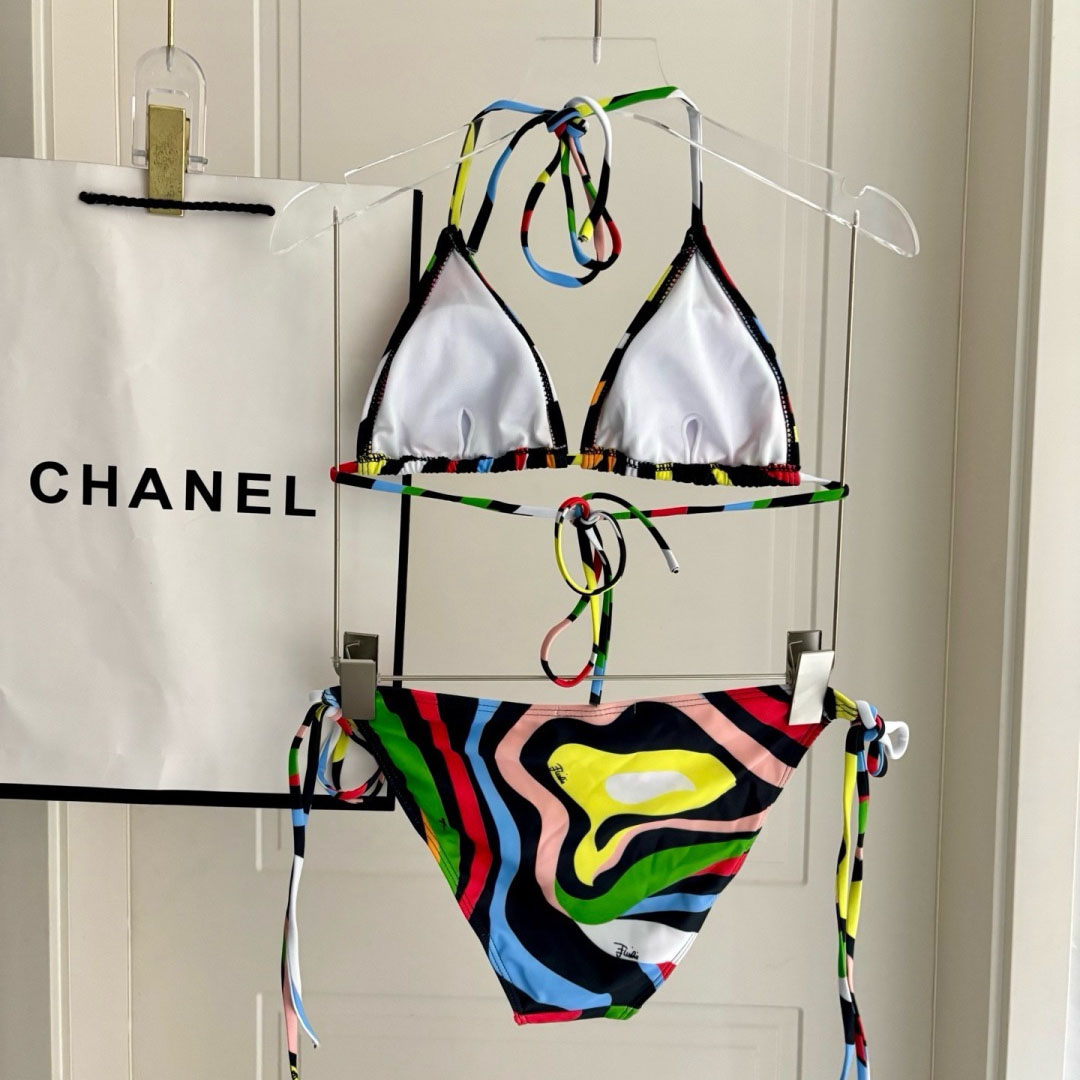 Pucci Iride-Print Bikini Top And Bikini Briefs - DesignerGu