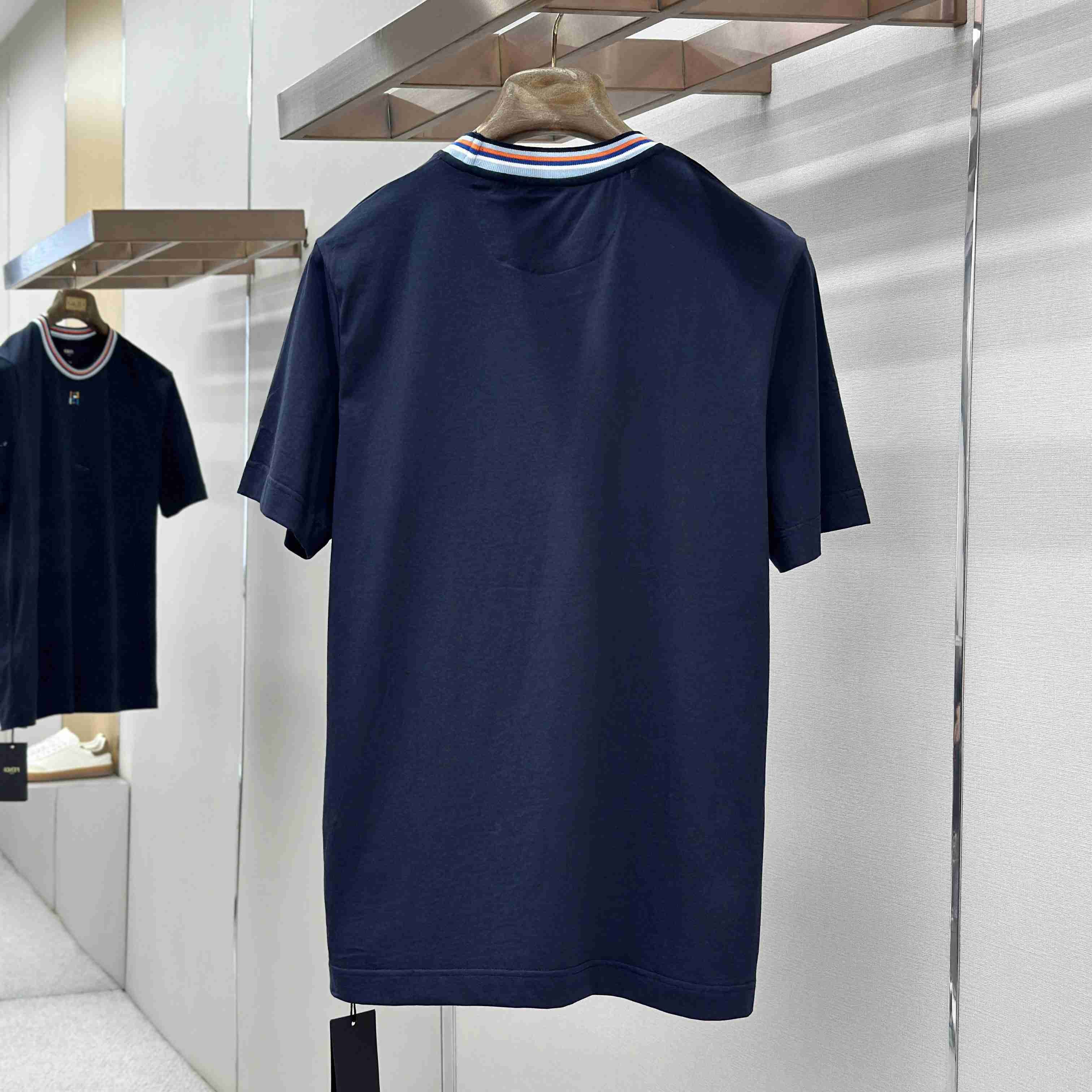 Fendi Dark Blue Cotton T-shirt - DesignerGu