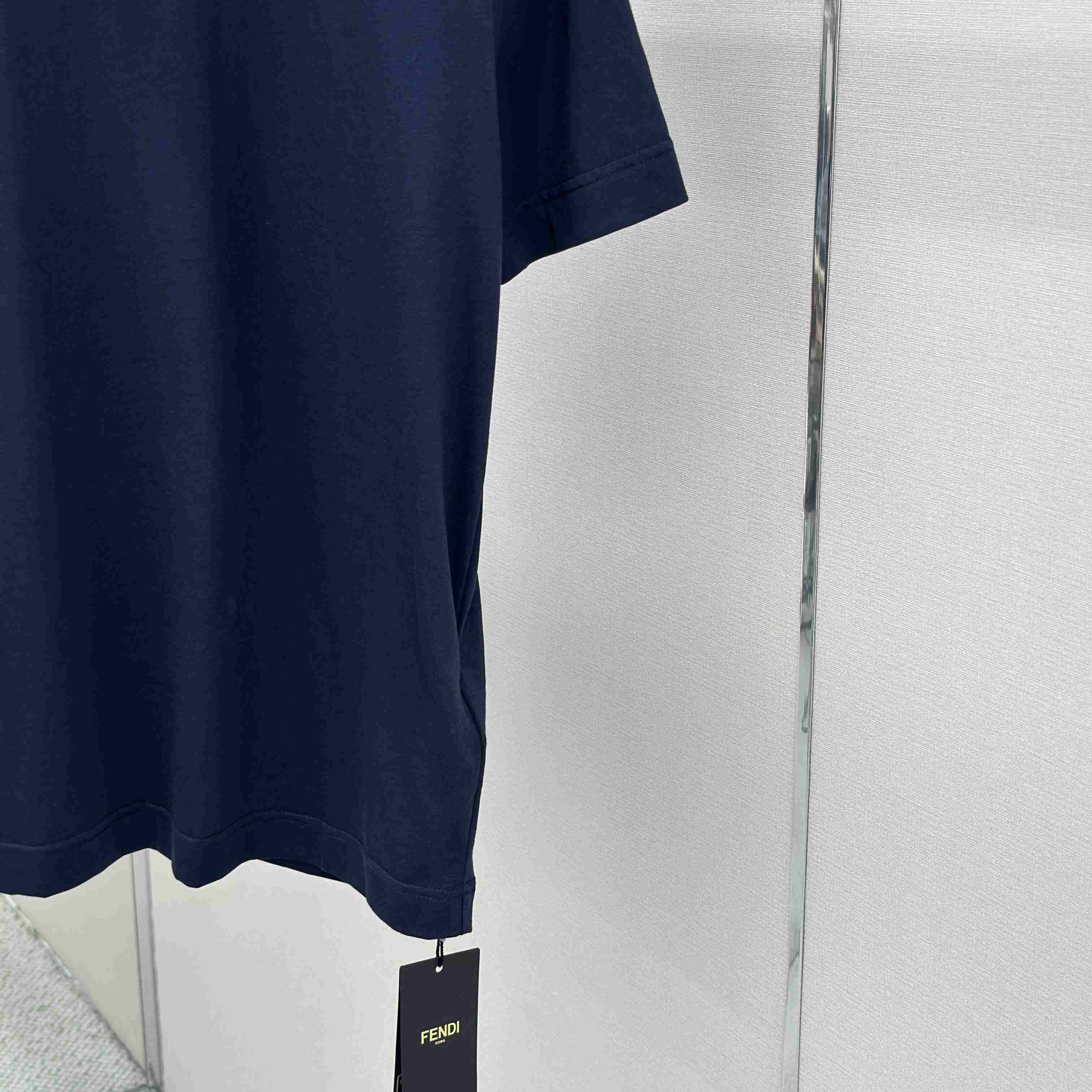 Fendi Dark Blue Cotton T-shirt - DesignerGu