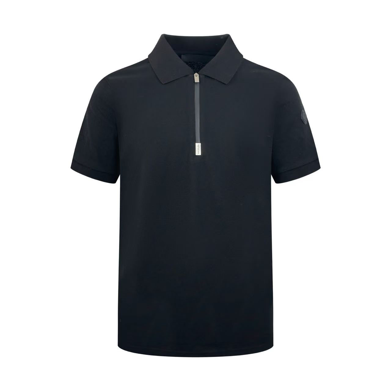 Moncler Logo Cotton Piquet Half-Zip Polo Shirt - DesignerGu
