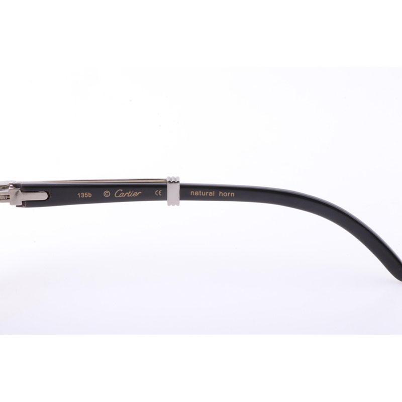 Cartier CT 7550178 New Full Diamond White Mix Black Buffalo Sunglasses In Silver Brown - DesignerGu
