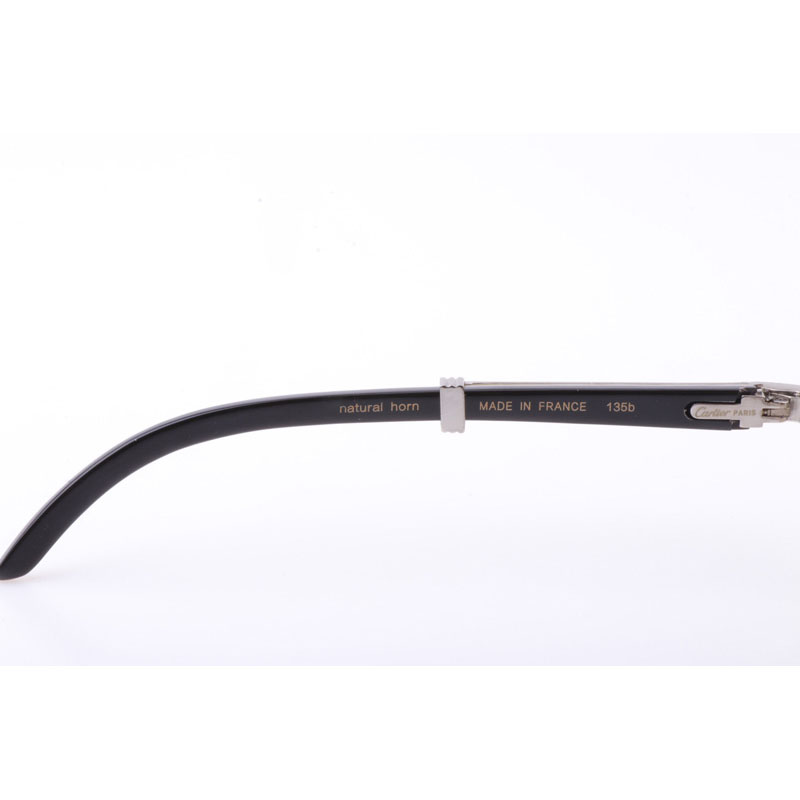 Cartier CT 7550178 New Full Diamond White Mix Black Buffalo Sunglasses In Silver Brown - DesignerGu