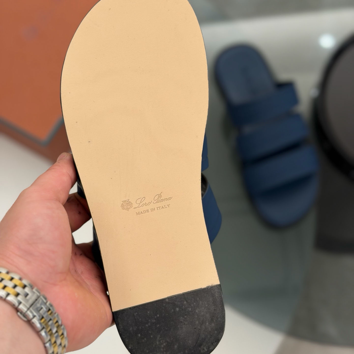 Loro Piana  Naha Seawalk Leather Slide Sandals - DesignerGu