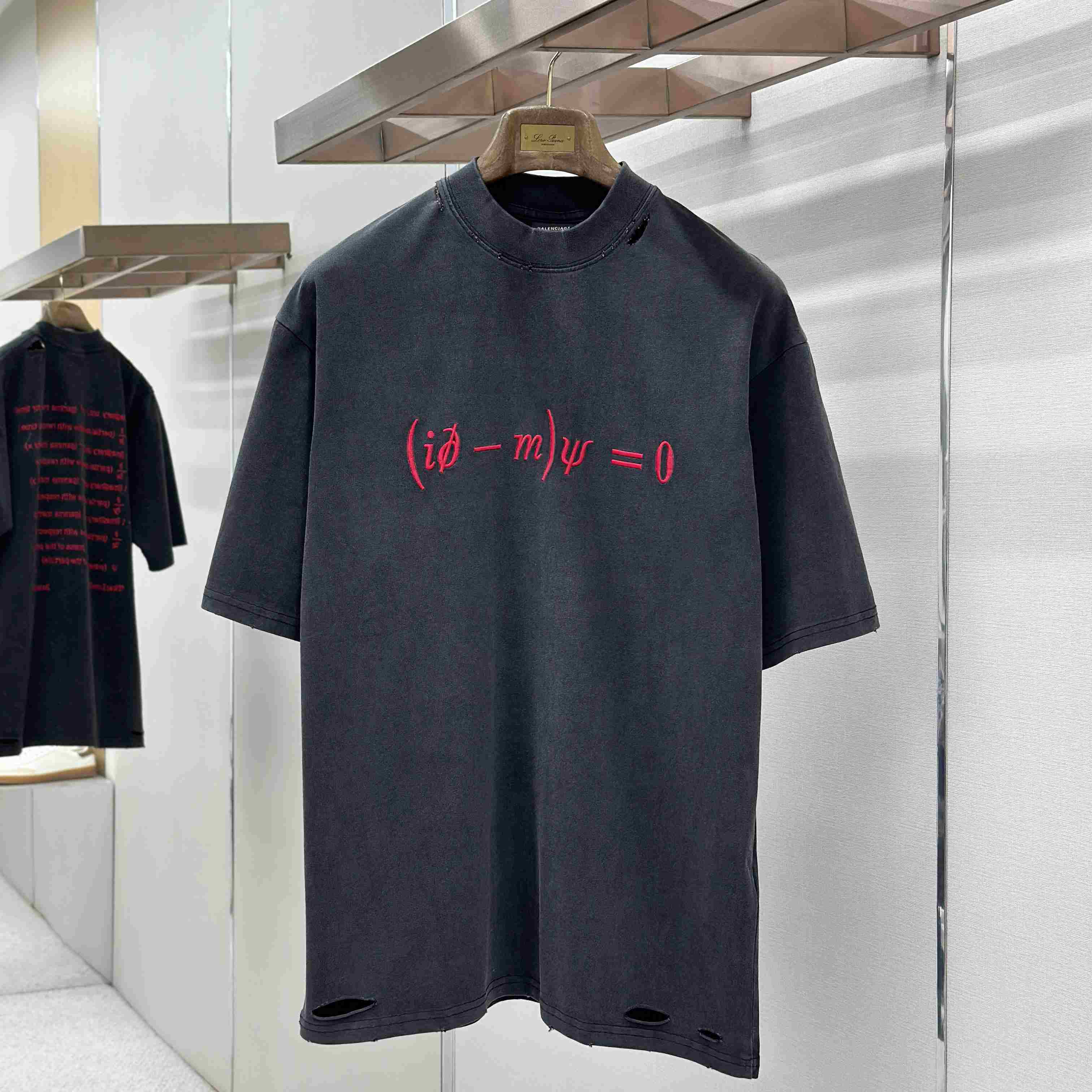 Balenciaga  Dirac Equation Oversized T-shirt In Washed Black/red - DesignerGu