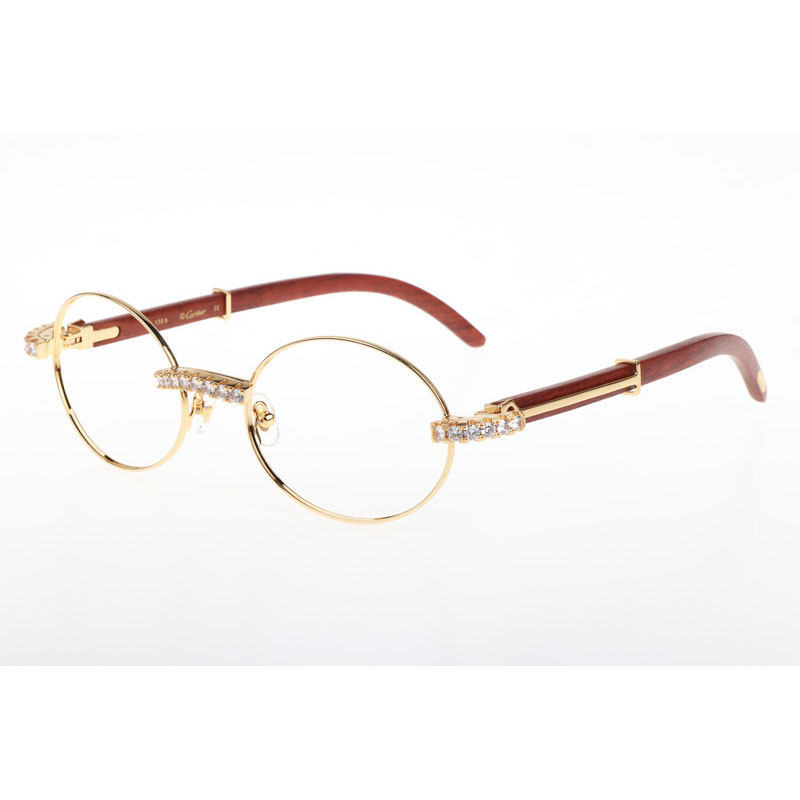 Cartier CT 7550178 New Diamond Wood Eyeglasses In Gold - DesignerGu