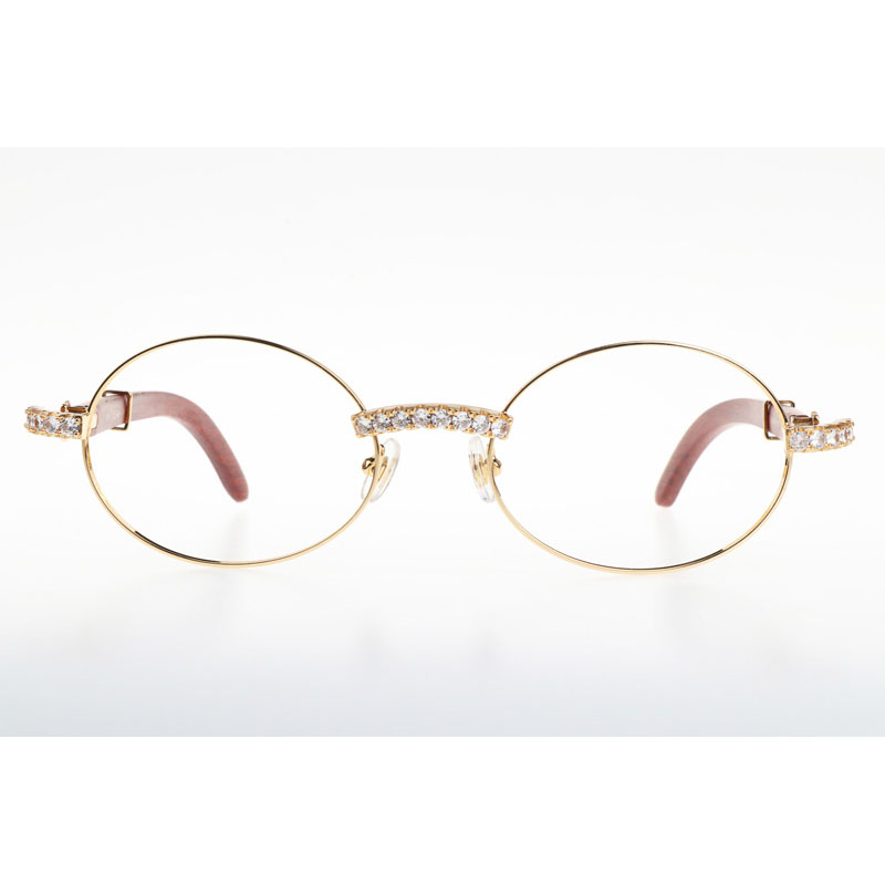 Cartier CT 7550178 New Diamond Wood Eyeglasses In Gold - DesignerGu