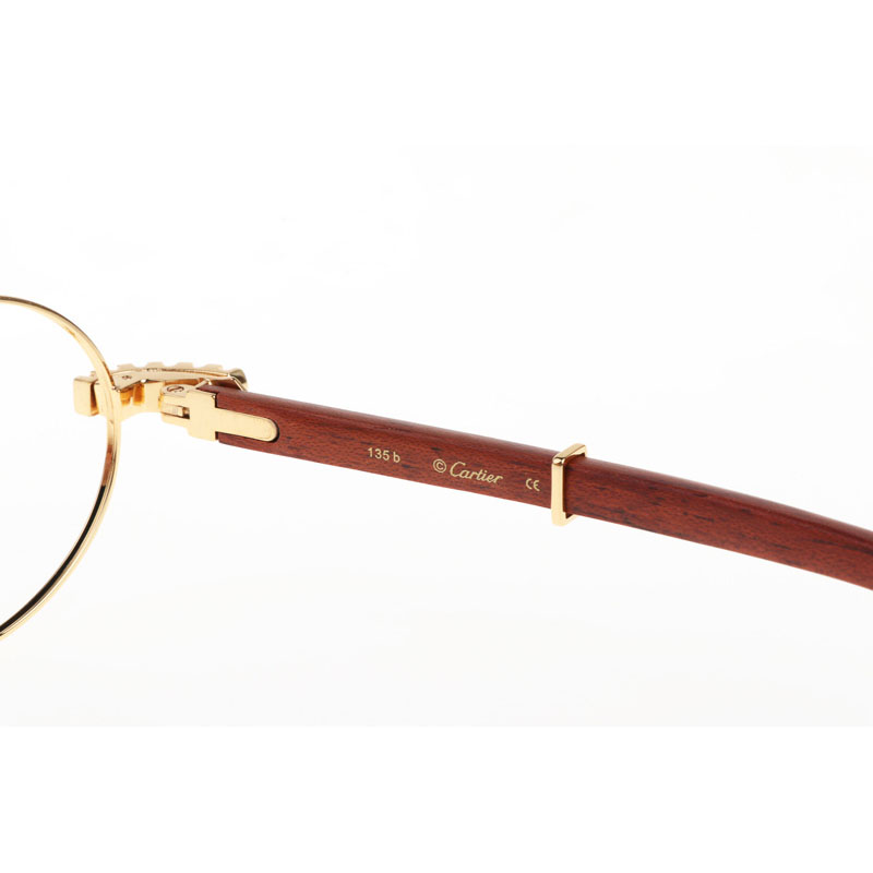 Cartier CT 7550178 New Diamond Wood Eyeglasses In Gold - DesignerGu