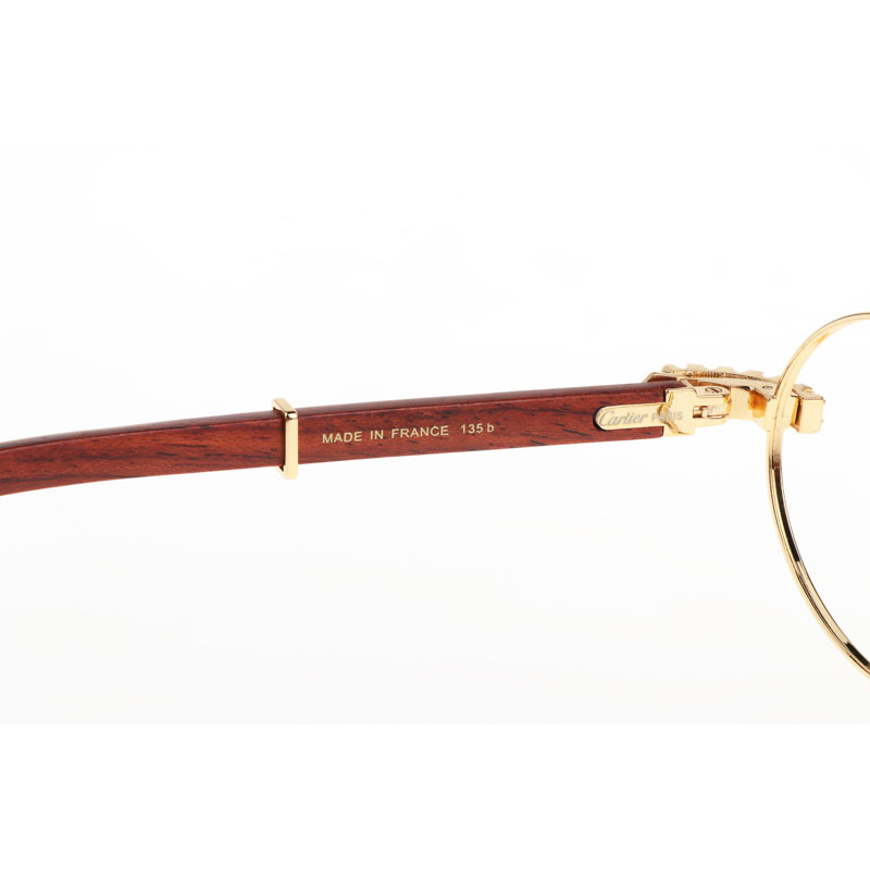 Cartier CT 7550178 New Diamond Wood Eyeglasses In Gold - DesignerGu