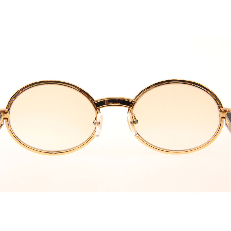 Cartier CT 7550178 Full Diamond Black Buffalo Sunglasses In Gold Brown - DesignerGu