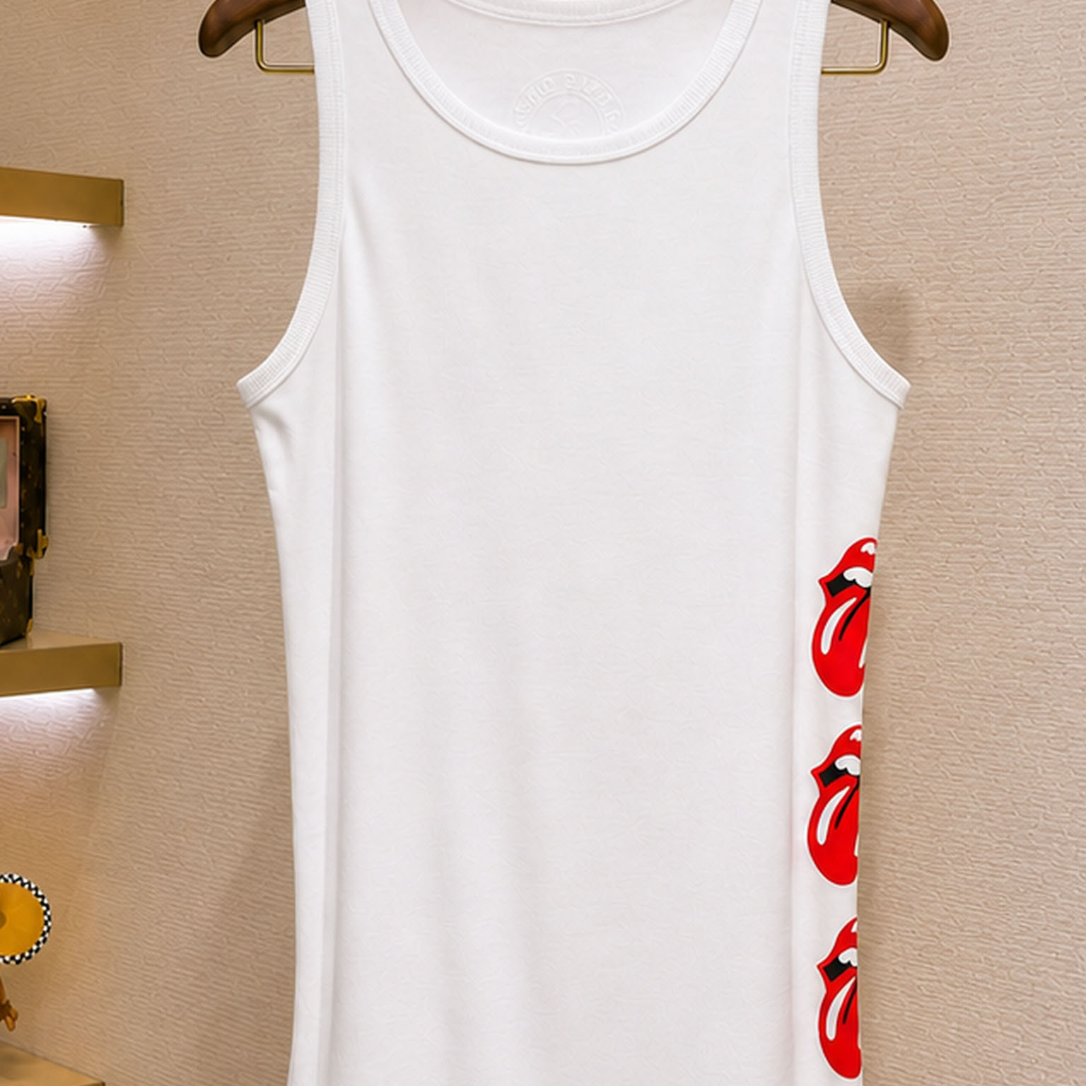 Chrome Hearts Rolling Stones Scroll Label Rib Tank Top - DesignerGu