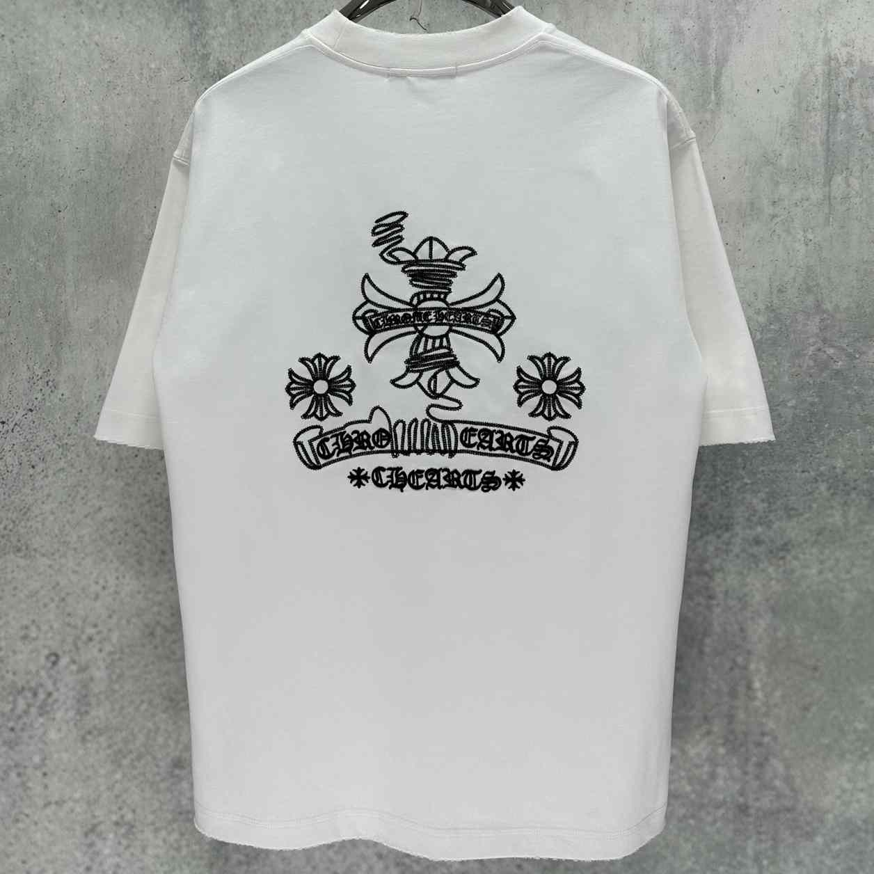 Chrome Hearts  Embroidered Cross Round Neck Short Sleeve T-Shirt 'White' - DesignerGu