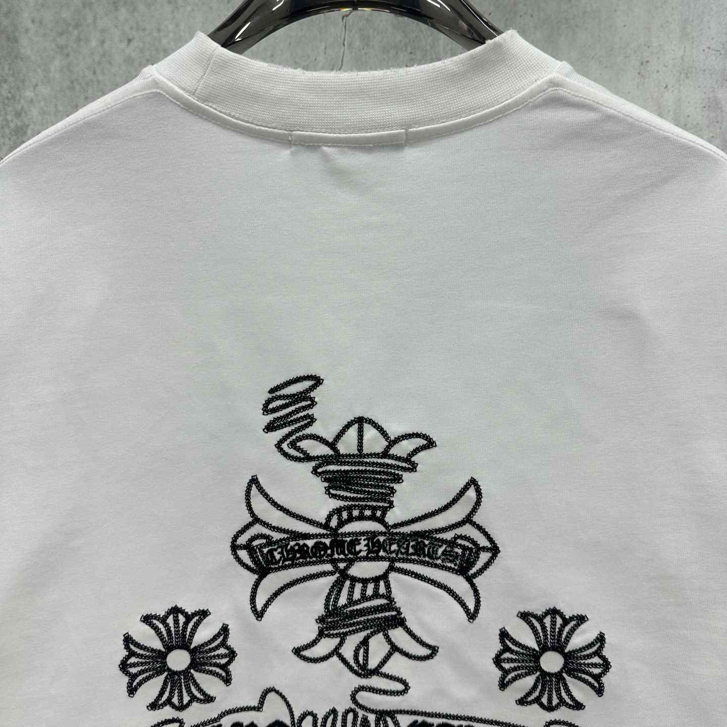 Chrome Hearts  Embroidered Cross Round Neck Short Sleeve T-Shirt 'White' - DesignerGu