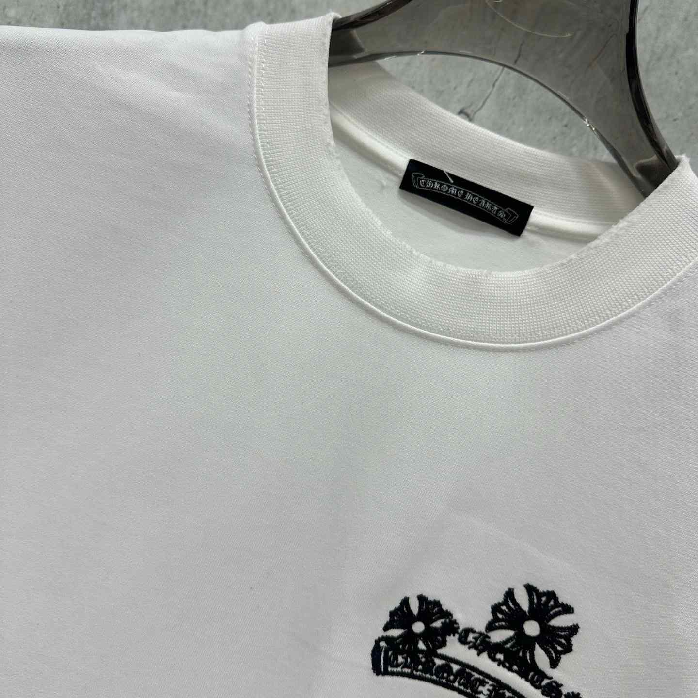 Chrome Hearts  Embroidered Cross Round Neck Short Sleeve T-Shirt 'White' - DesignerGu