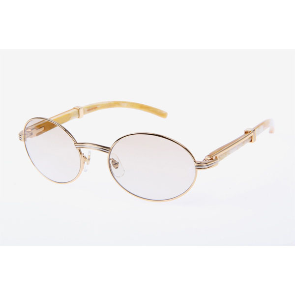 Cartier CT 7550178 White Buffalo Sunglasses In Gold Brown  - DesignerGu