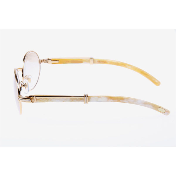 Cartier CT 7550178 White Buffalo Sunglasses In Gold Brown  - DesignerGu