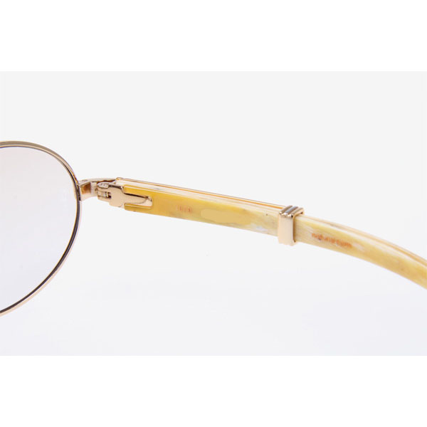 Cartier CT 7550178 White Buffalo Sunglasses In Gold Brown  - DesignerGu
